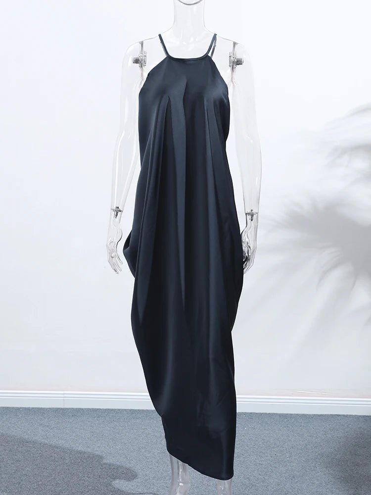 Indira Satén Vestido Maxi Halter
