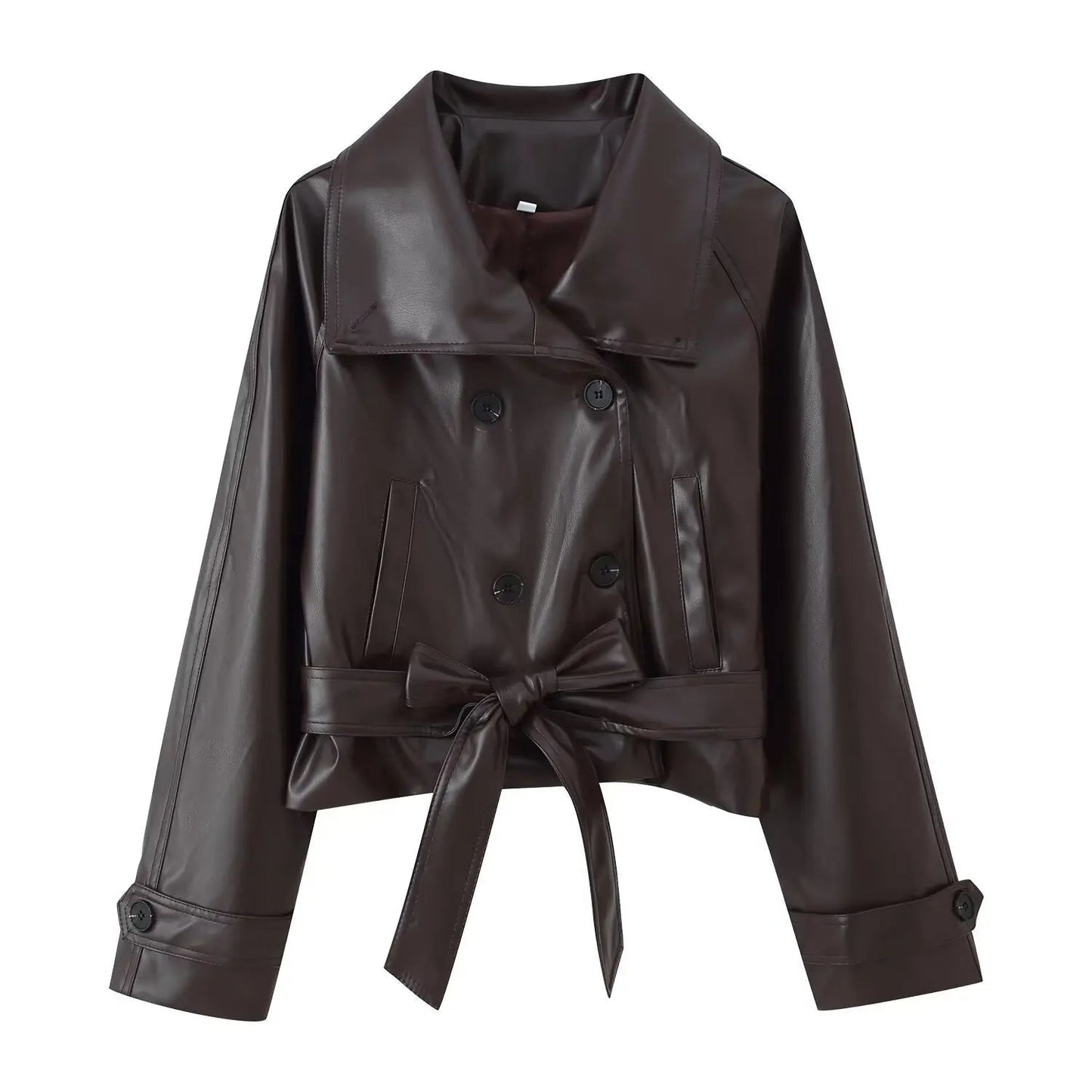 Rose Kunstleder Trench mit Schnürdetail