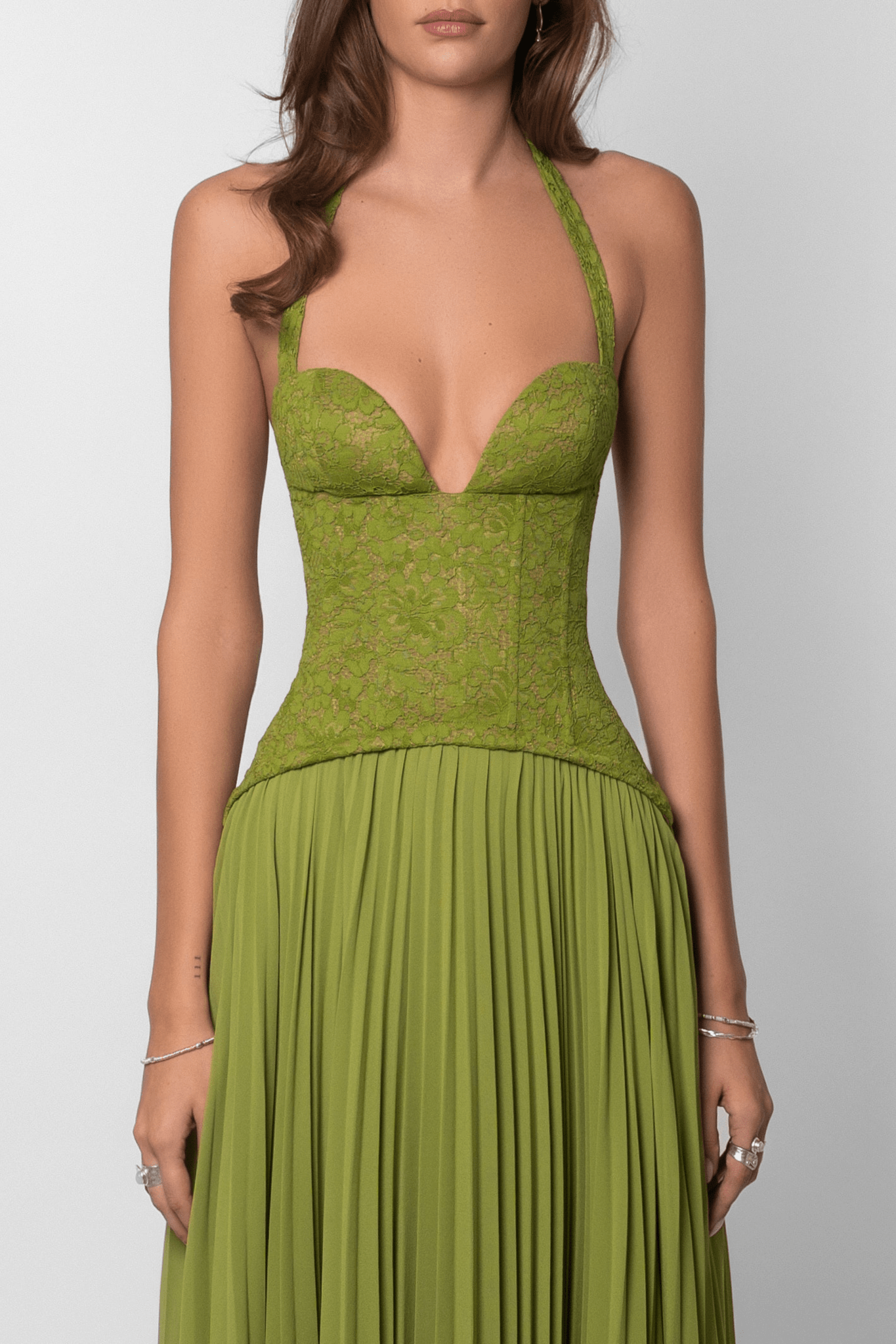 Vestido maxi corsé plisado Indra