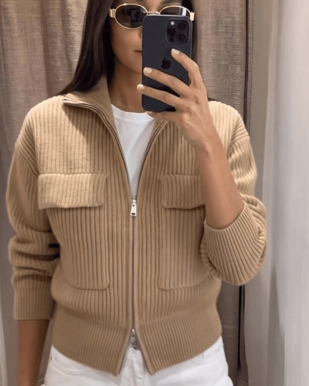 SOKYND Agatha Ribbed Knit Cardigan CardiganSOKYND-492375-BRO-S-57175BrownS