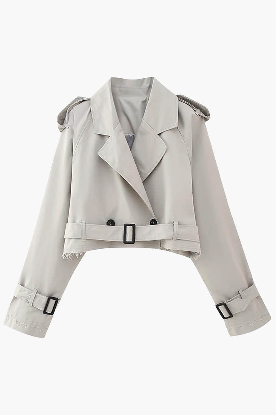 SOKYND Althea Cropped Trench Coat with Belt Coats & Jackets1005009920991316-;VU1774570740405104427GrayXS