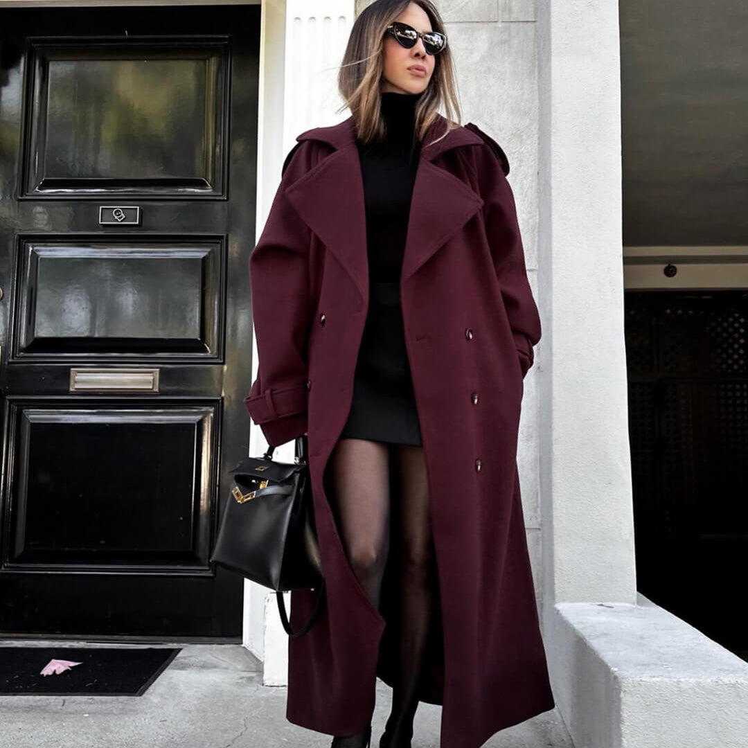 SOKYND Amelia Autumn Winter Coat Coats & JacketsBurgundyS