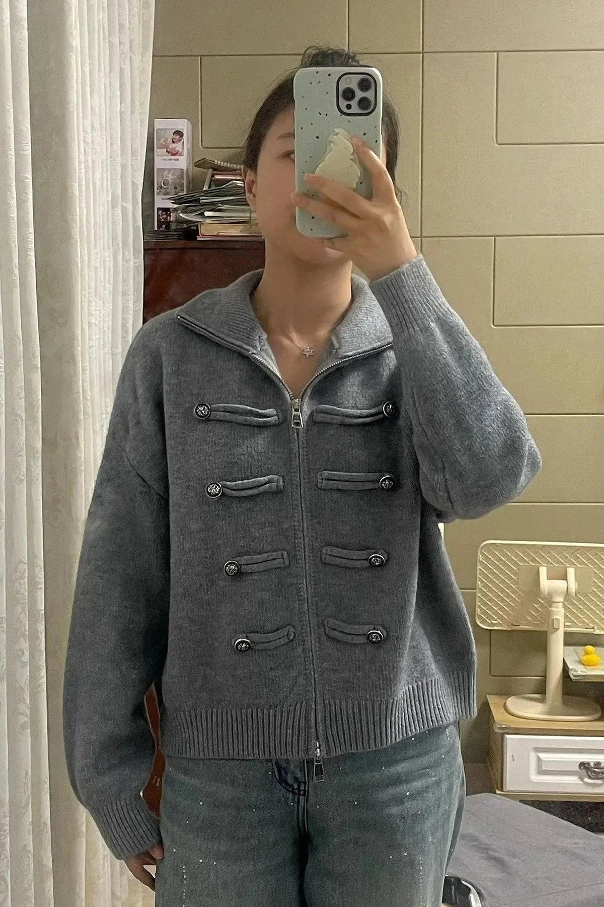 SOKYND Amelia Turtleneck Zip Knit Cardigan CardiganSOKYND-168535-LIG-O-51319Light BlueOne size