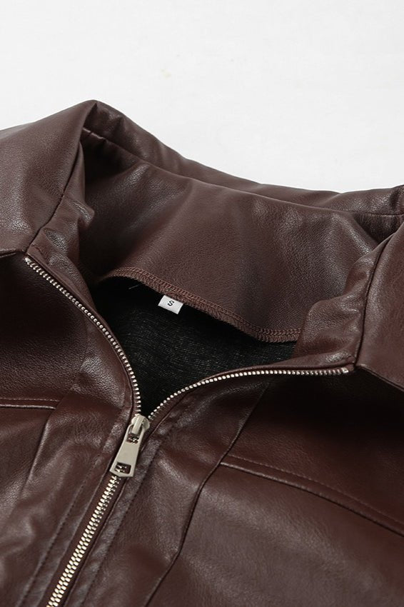 SOKYND Amy Vintage Faux Leather Jacket JacketSOKYND-699543-BRO-M-29687BrownM