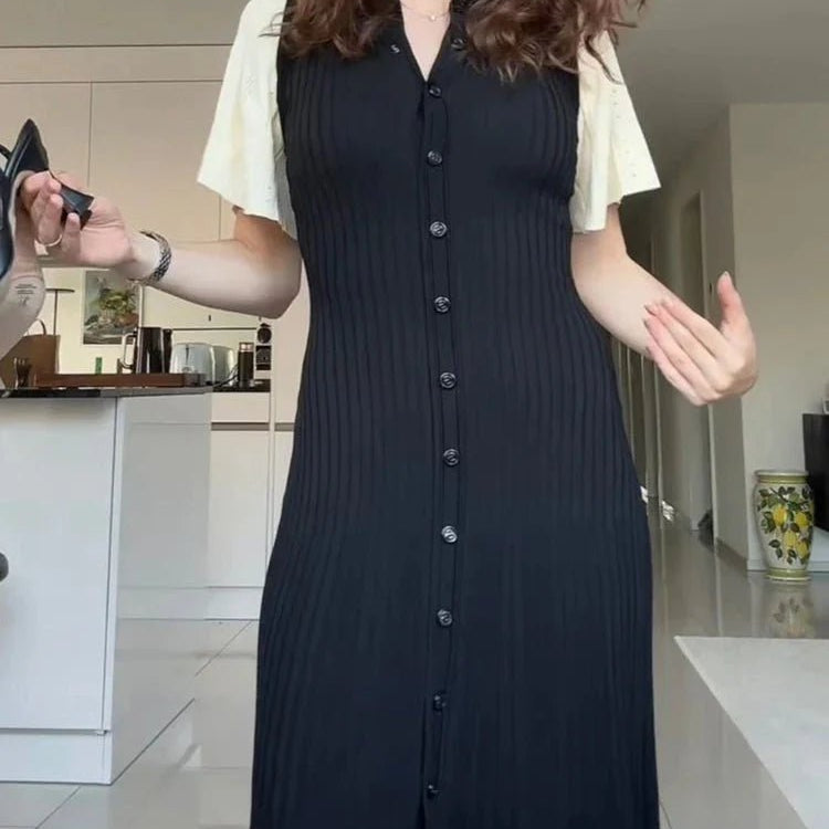 SOKYND Daniela Bell Sleeve Pleated Knit Midi Dress DressesSOKYND-493911-BEI-S-33431BeigeS