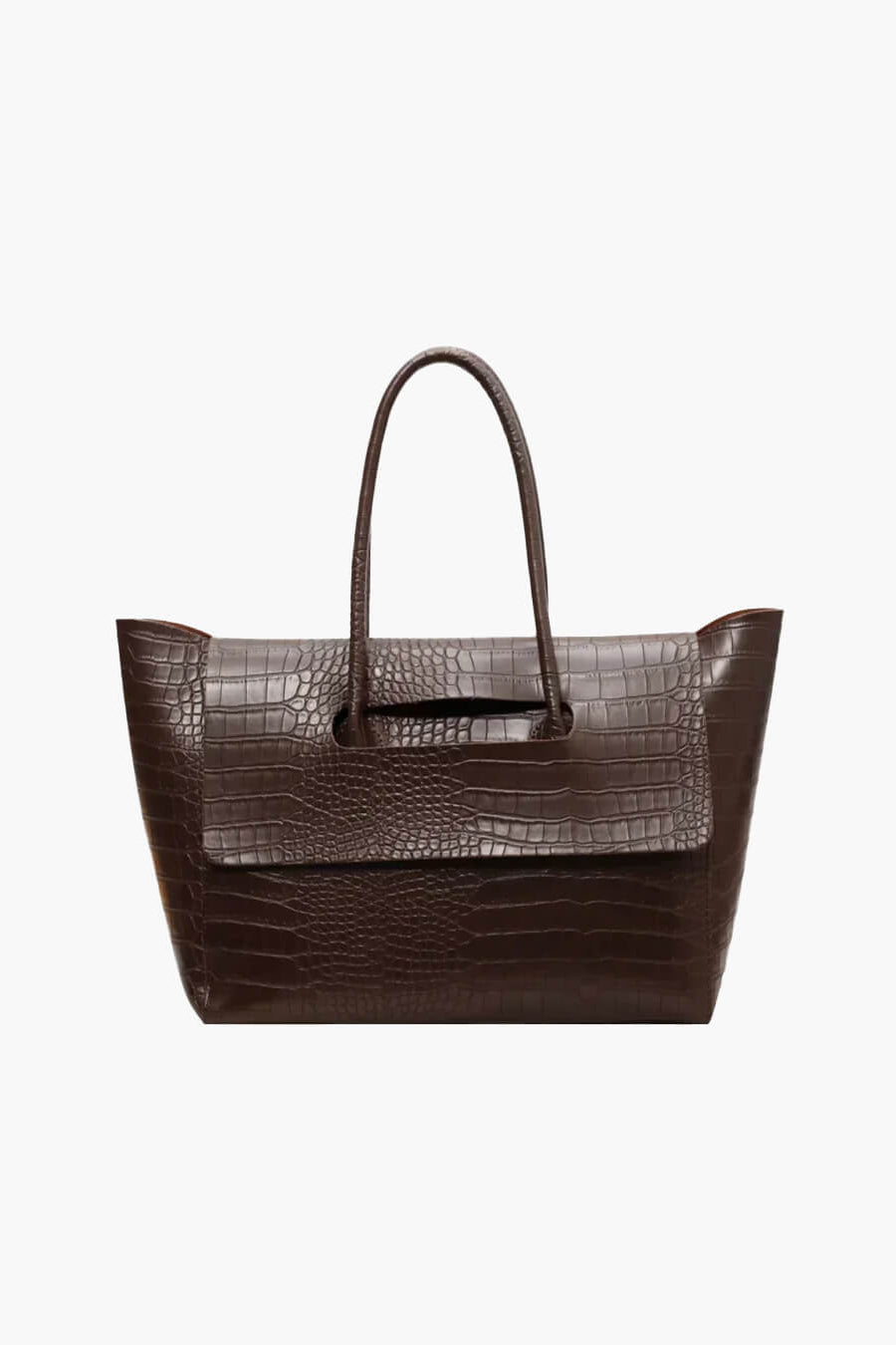 SOKYND Anna Embossed Leather Tote BagDark Brown