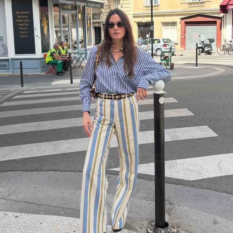 SOKYND Anna Striped Low-Rise Trousers PantsSOKYND-988375-BLU-S-74743BlueS