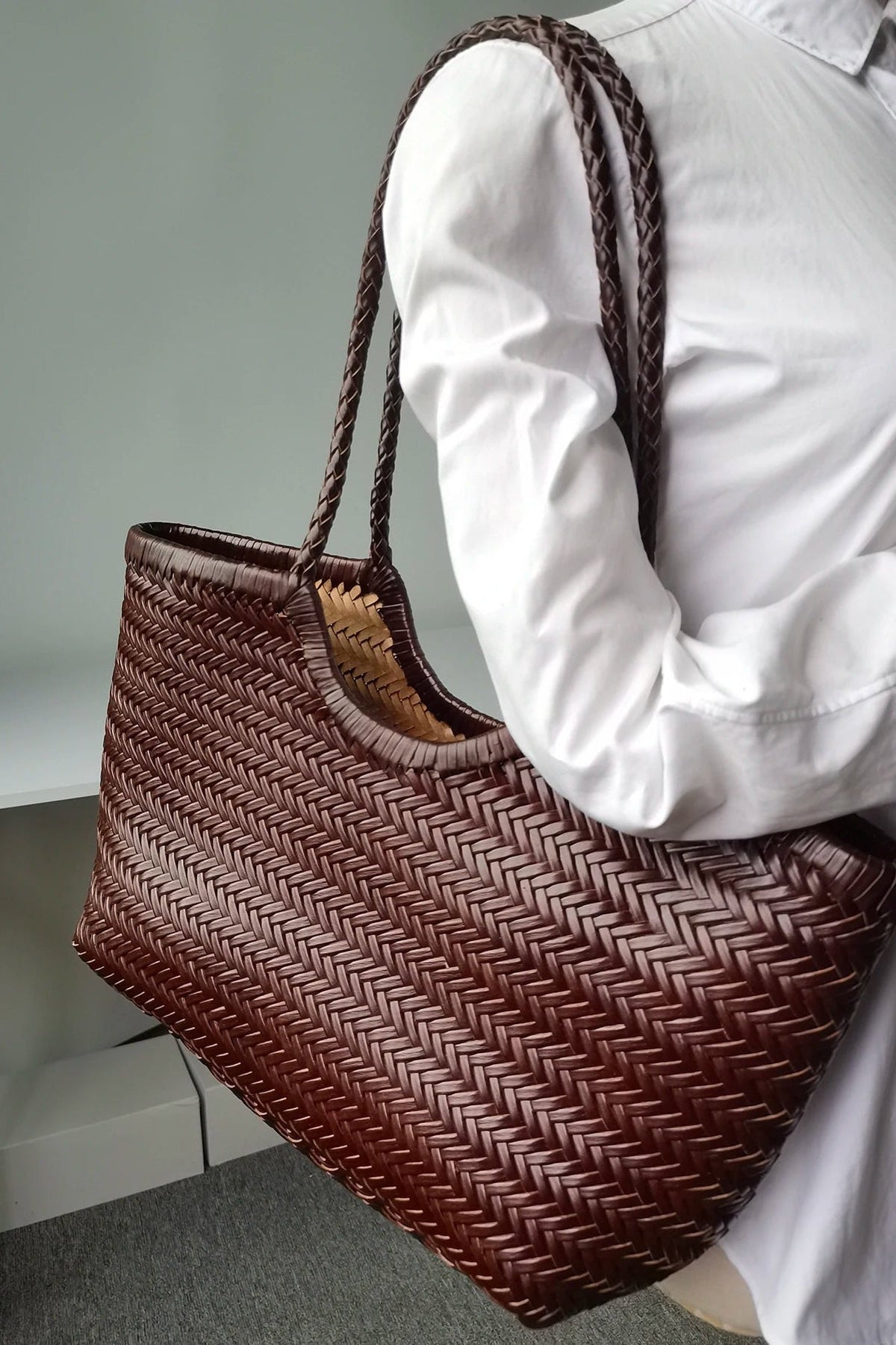 SOKYND Anna Woven Faux Leather Bag BagsQo1774219786661508208Dark BrownRegular