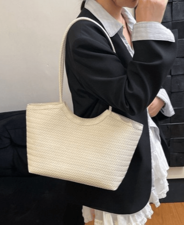SOKYND Anna Woven Faux Leather Bag BagspJ1774219786661769528WhiteRegular