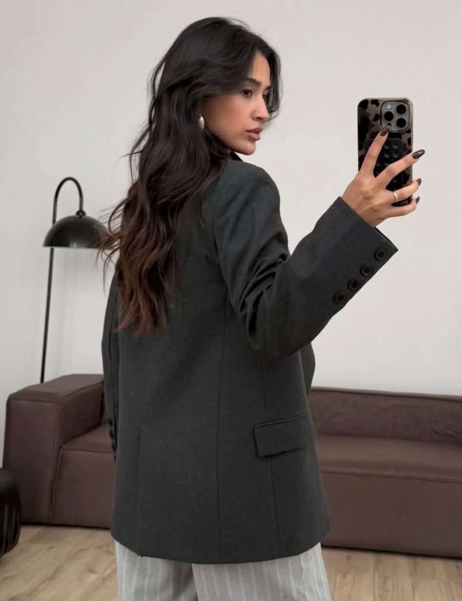 SOKYND Annie Vintage Asymmetric Blazer JacketSOKYND-119575-CHA-XS-45303Charcoal GreyXS