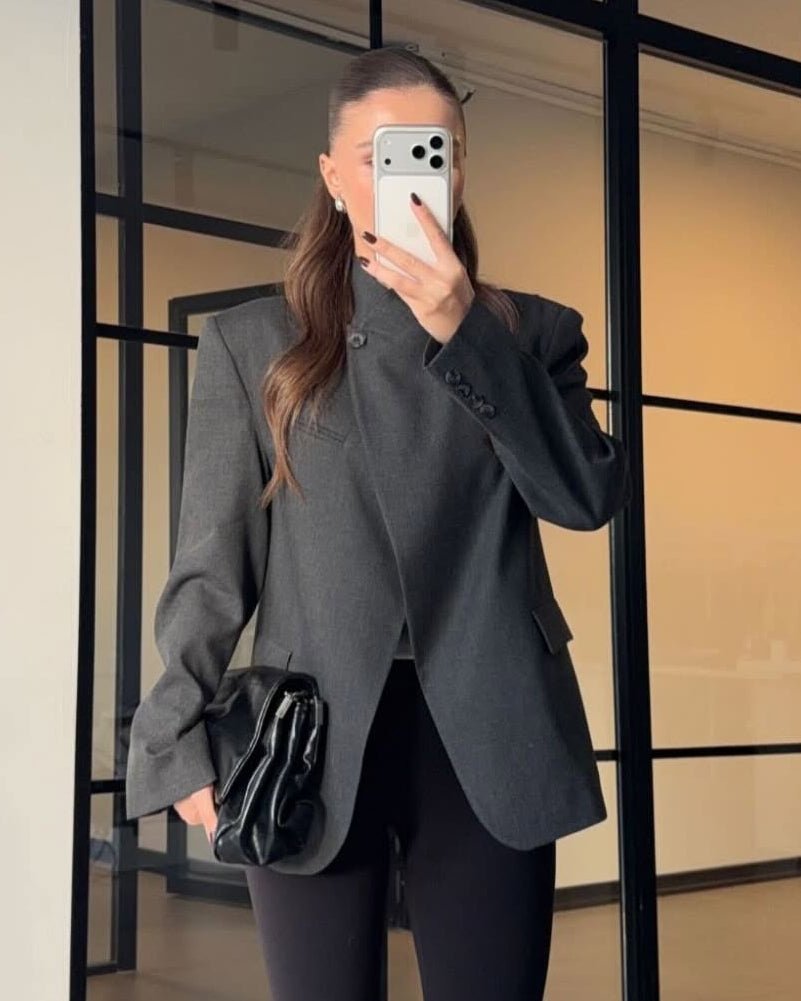 SOKYND Annie Vintage Asymmetric Blazer JacketSOKYND-119575-CHA-XS-45303Charcoal GreyXS