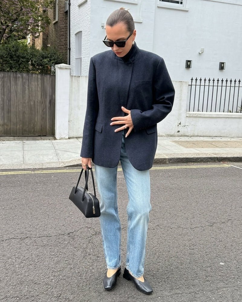SOKYND Annie Vintage Asymmetric Blazer JacketSOKYND-119575-NAV-XS-31735Navy BlueXS