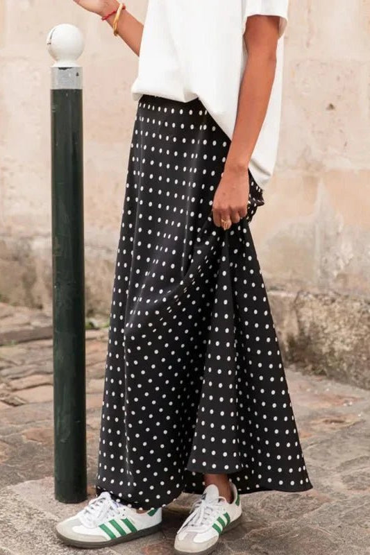SOKYND Ayla Polka Dot Satin Maxi Skirt SkirtsSOKYND-416663-BEI-S-83799BeigeS