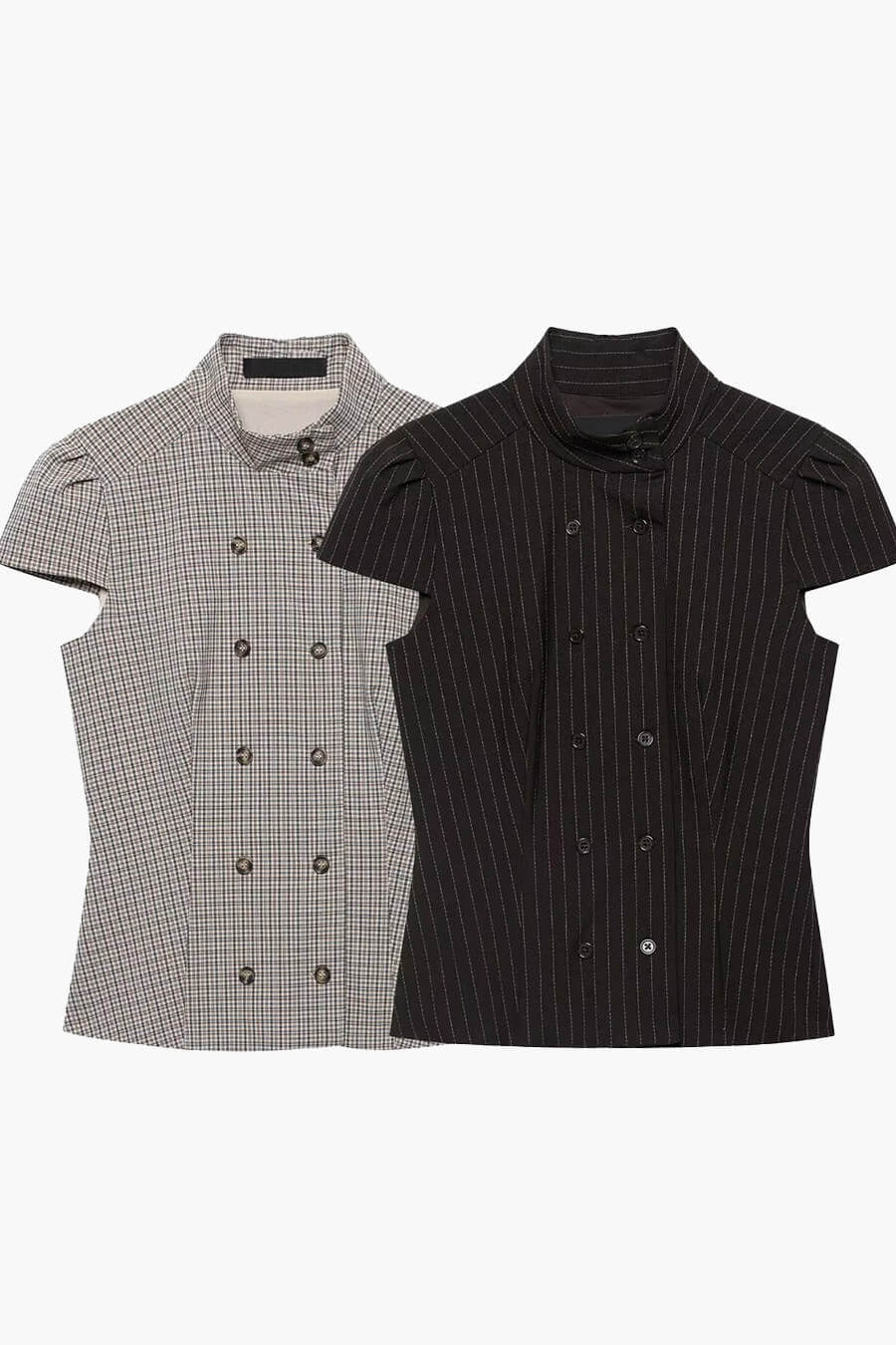 SOKYND Carla High Neck Plaid Fitted Blouse BlouseSOKYND-114967-BLA-S-06679BlackS