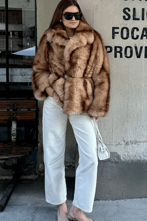SOKYND Cattleya Faux Fur Coat Coats & JacketsLa1767356248747021669BrownL