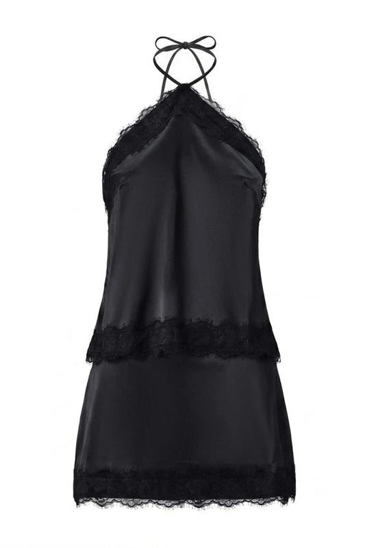 SOKYND Celeste Satin Lace Halter Cami and Mini Skirt Set JumpsuitSOKYND-294551-YEL-S-88983YellowS