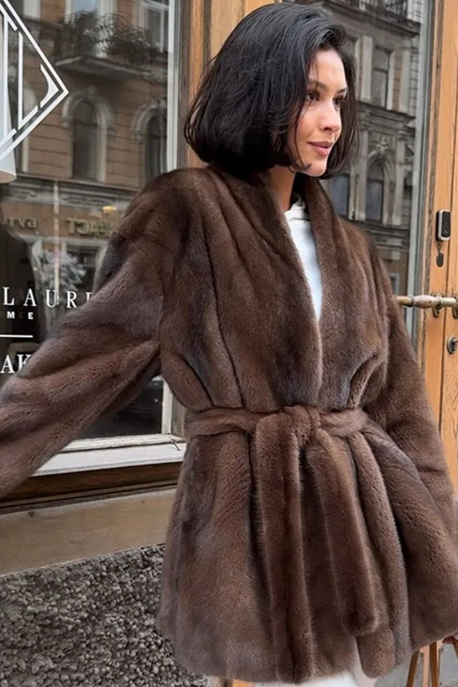 SOKYND Daniela Belted Faux Fur Jacket JacketSOKYND-397911-L-OS-15991L