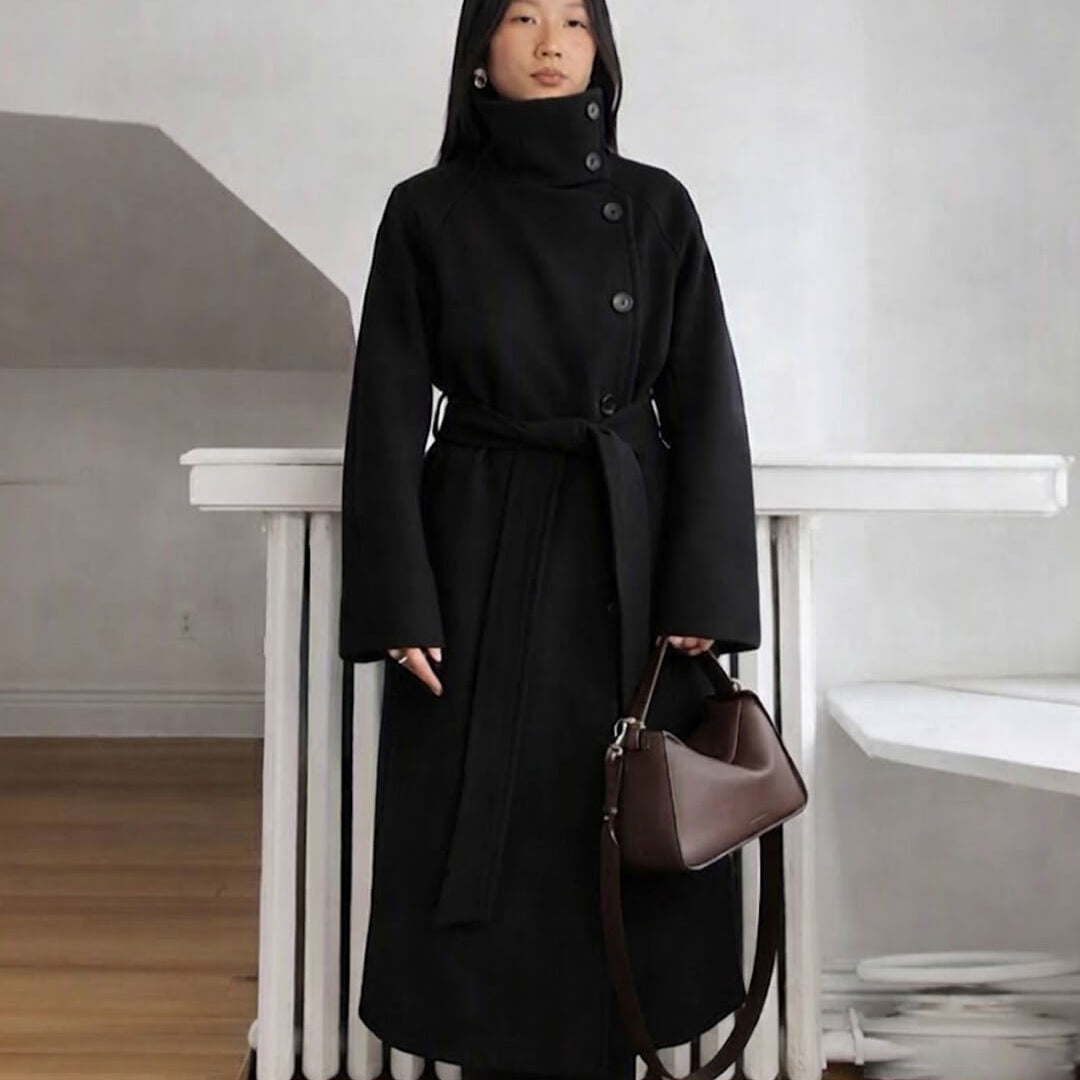 SOKYND Dolly Long Belted High Collar Coat Coats & Jacketsmc1767625273837611755BlackS