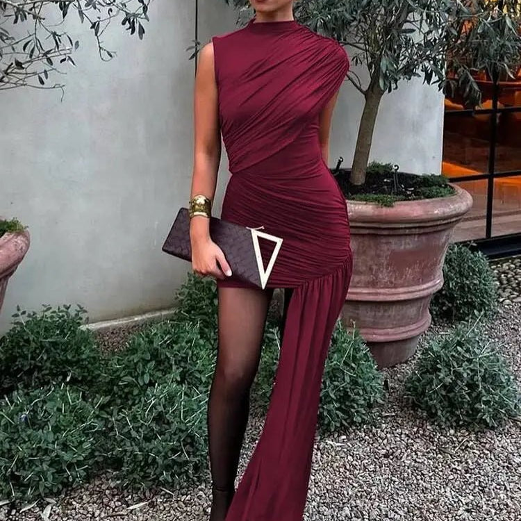 SOKYND Elaine Draped Ruched Mini Dress Dresses1005008678695665-;lP1773325644670254385KhakiS