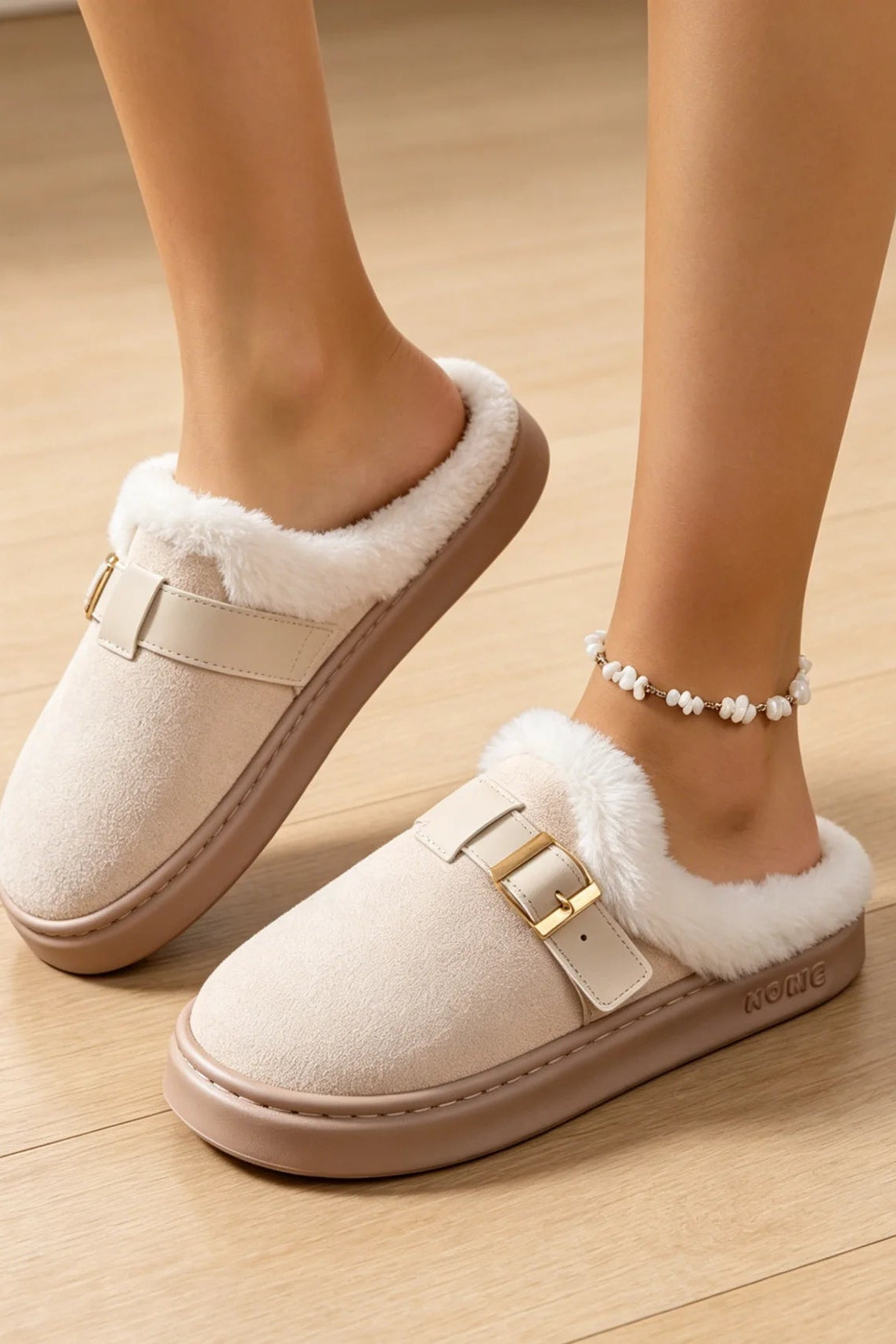 SOKYND Ella Faux Fur Lined Suede Slippers ShoesSOKYND-386711-BEI-3637-22103Beige36-37