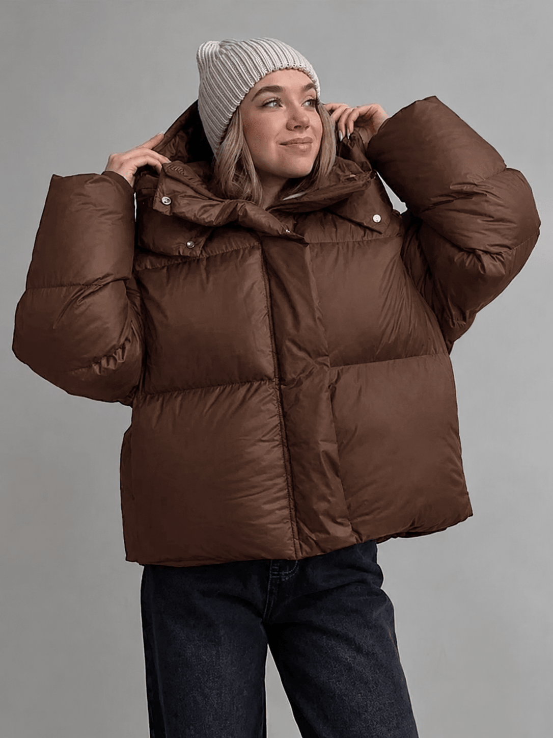 SOKYND Ellie Lightweight Puffer Jacket JacketBrownL