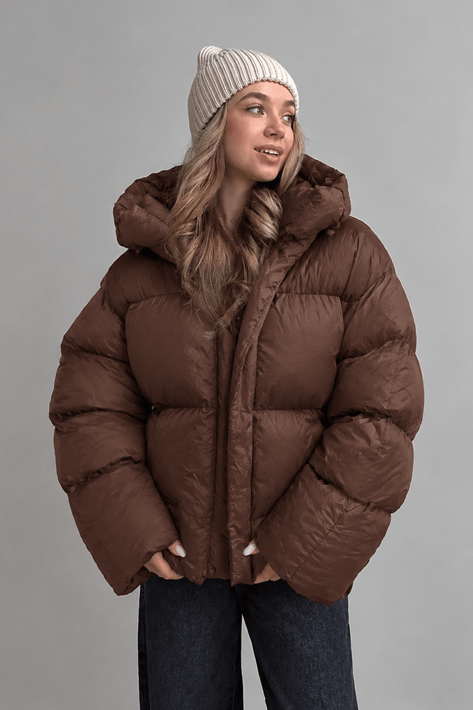 SOKYND Ellie Lightweight Puffer Jacket JacketBrownM