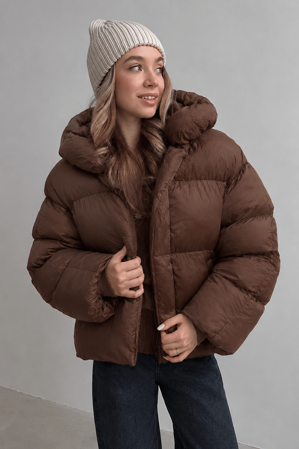 SOKYND Ellie Lightweight Puffer Jacket JacketBrownS