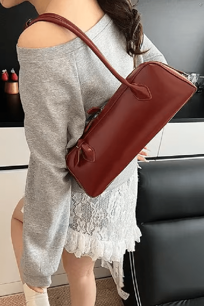 SOKYND Emily Vintage Leather Baguette Bag BagSOKYND-838871-RED-OS-02487Red