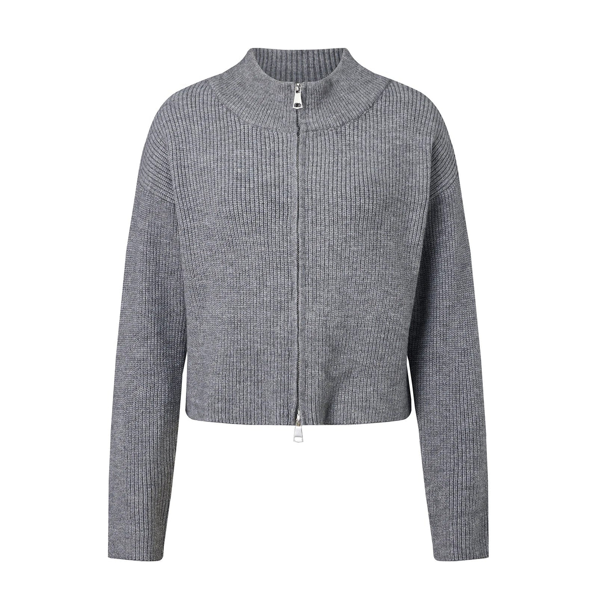 SOKYND Esther Double Zip Knit Cardigan CardiganSOKYND-161111-GRE-S-68727GreyS