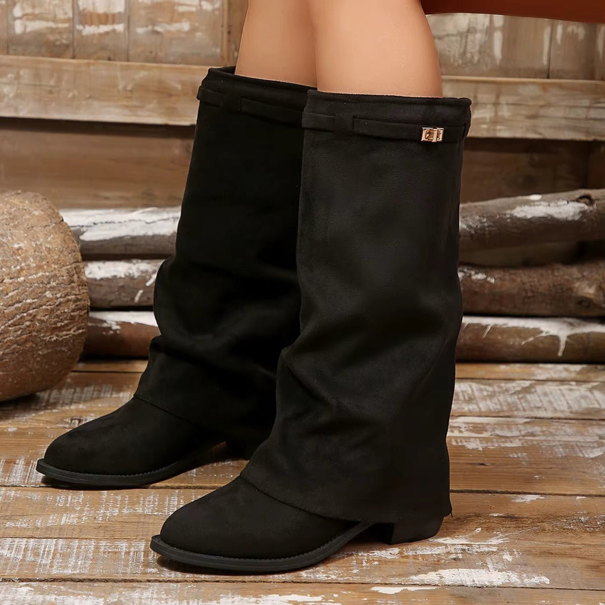 SOKYND Esther Faux Suede Knee High Boots BootsSOKYND-444119-BLA-36-92375Black36