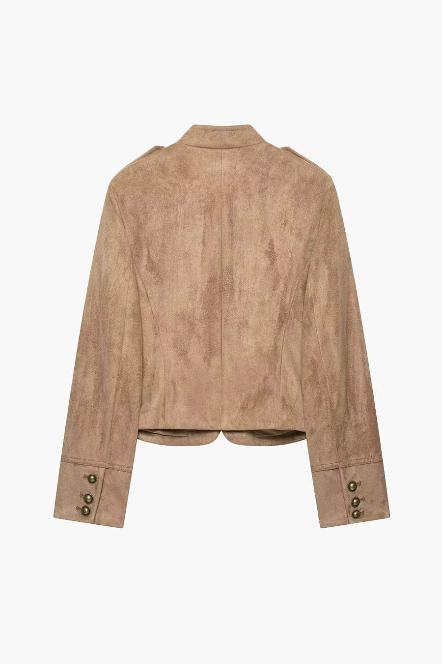 SOKYND Evelyn Faux Suede Napoleon Slim Jacket JacketSOKYND-016983-BRO-M-39063BrownM