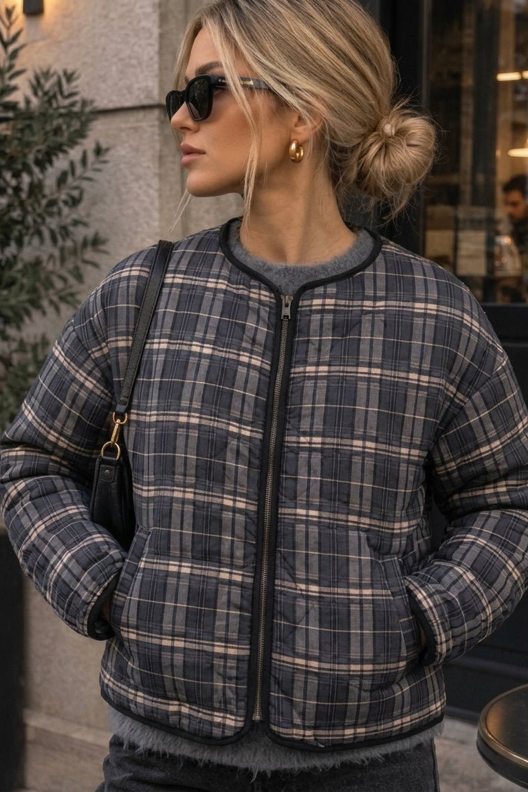 SOKYND Evelyn Plaid Padded Jacket JacketSOKYND-257367-BRO-XS-80599Brown PlaidXS