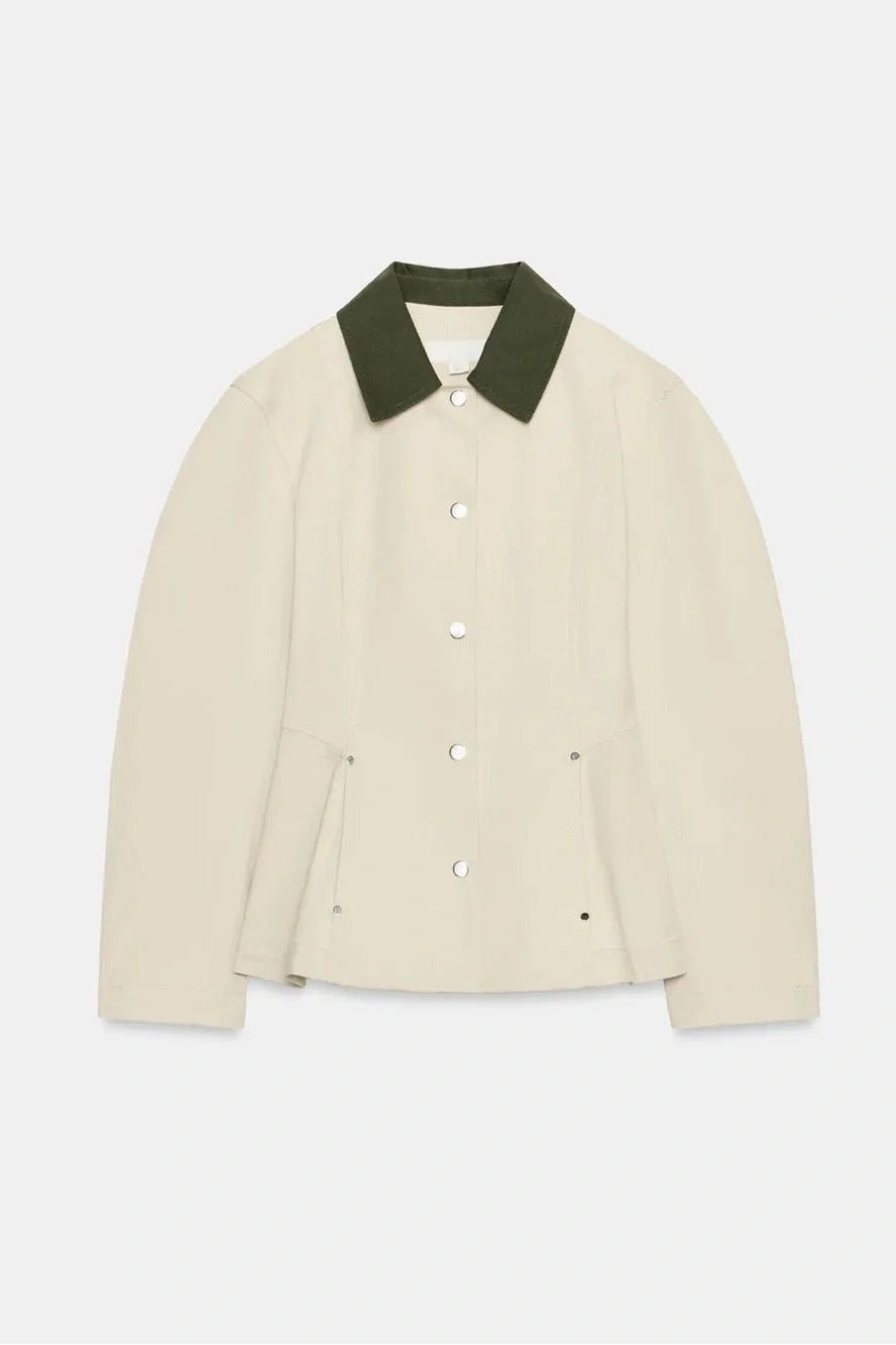 SOKYND Fiona Contrast Collar Peplum Jacket JacketSOKYND-771223-BEI-XS-36599BeigeXS