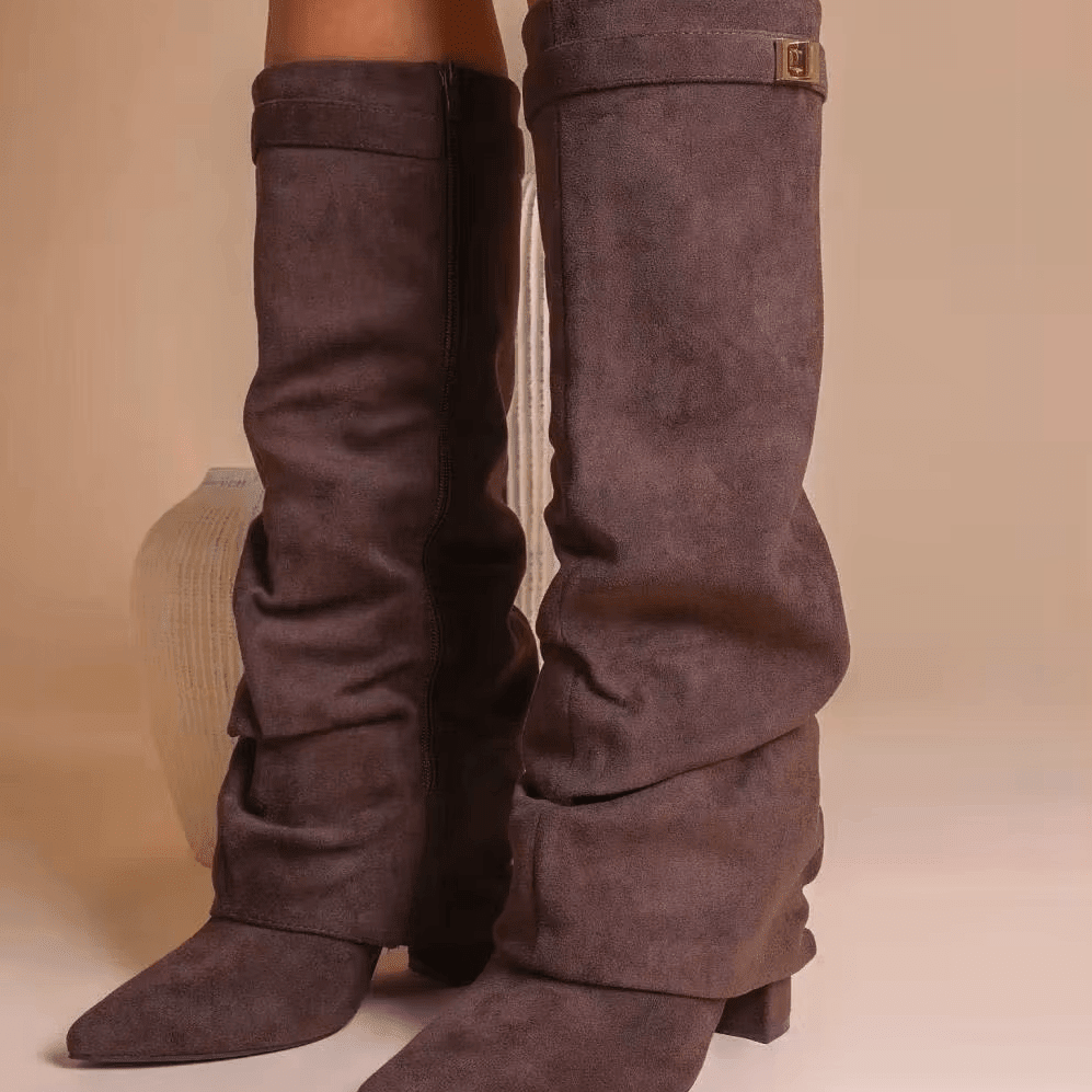 SOKYND Gloria Slouchy Faux Suede Knee High Boots BootsCoffee34