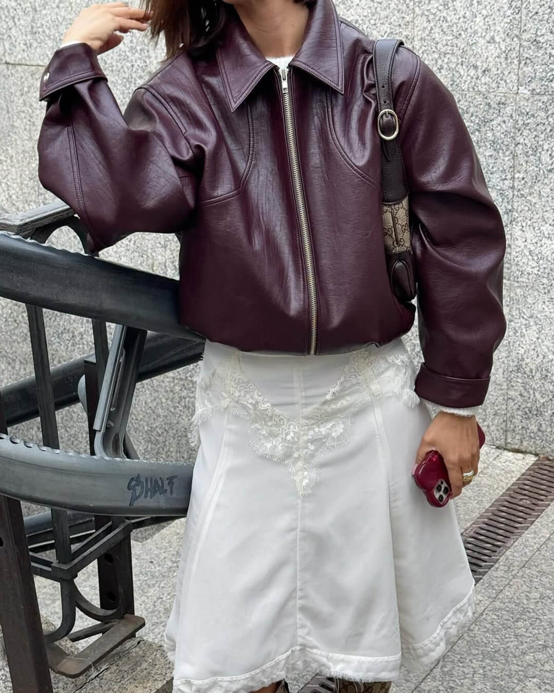 SOKYND Hannah Faux Leather Lapel Jacket JacketSOKYND-120407-WIN-L-16695WineL