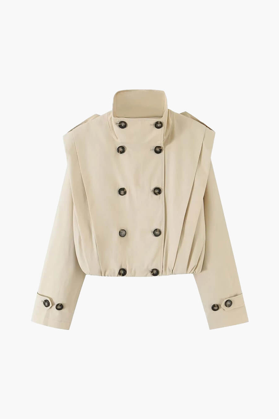 SOKYND Isabel Pleated High Collar Trench Coat CoatSOKYND-603287-BEI-XS-41143BeigeXS