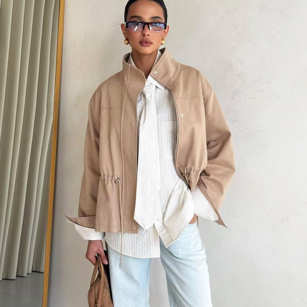 Joanna Drawstring Stand Collar Jacket