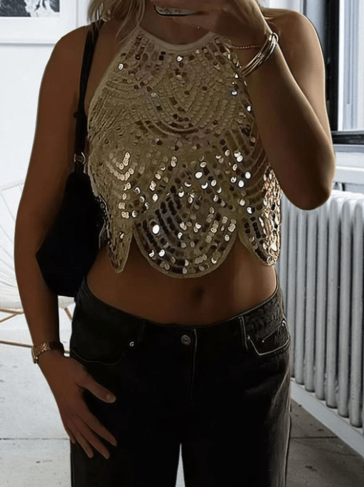 SOKYND Jane Sequin Halter Top TopSOKYND-200663-GOL-XS-91671GoldXS