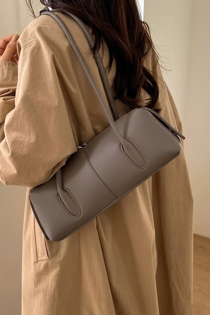 SOKYND Jessica Cylindrical Leather Shoulder Bag BagSOKYND-703639-TAU-OS-45623Taupe-Grey