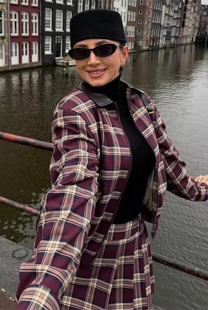 SOKYND Julia Check Bomber & Skort Set Matching SetsSOKYND-326551-JAC-M-97047Jacket OnlyM
