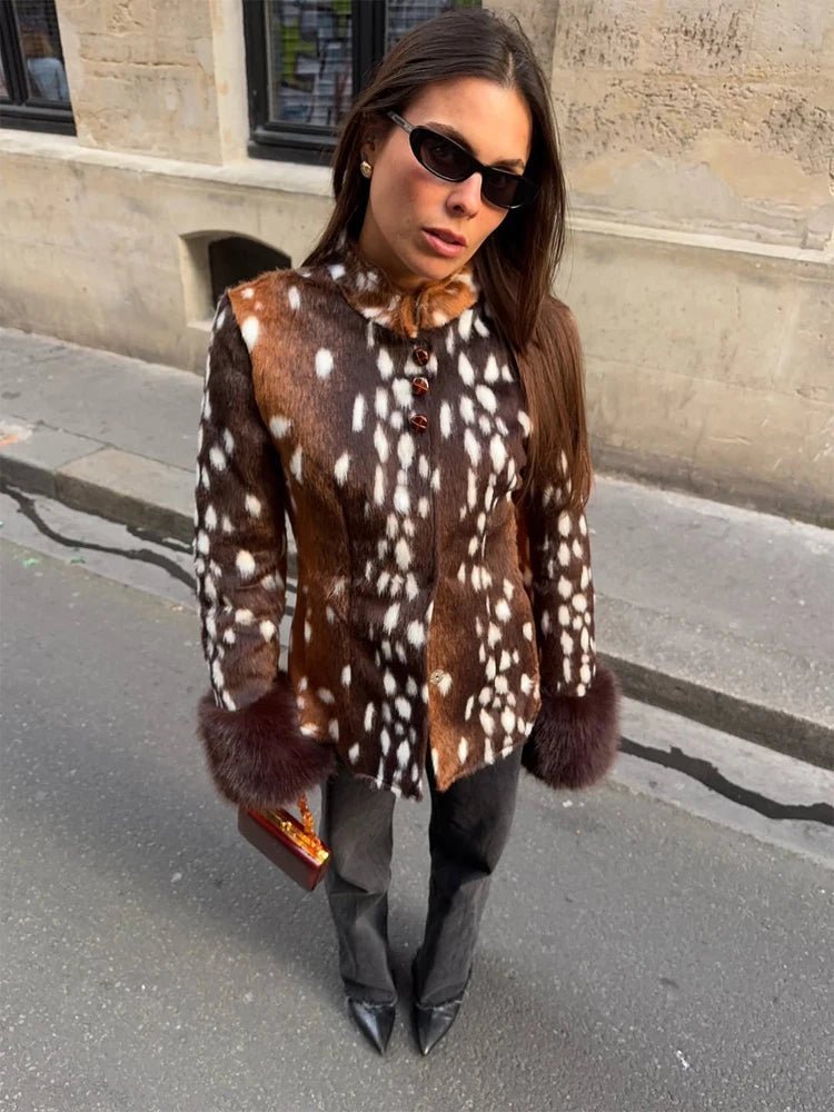 SOKYND Kate Stand Collar Faux Fur Bambi Jacket JacketSOKYND-915671-M-OS-02071M