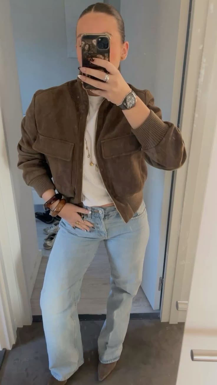 SOKYND Kelly Faux Suede Bomber Jacket JacketSOKYND-911703-BRO-XS-95895BrownXS