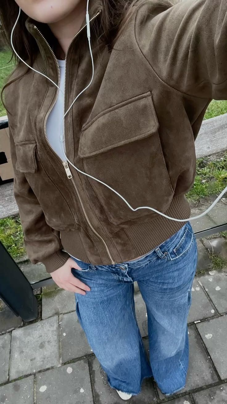 SOKYND Kelly Faux Suede Bomber Jacket JacketCoffeeXS