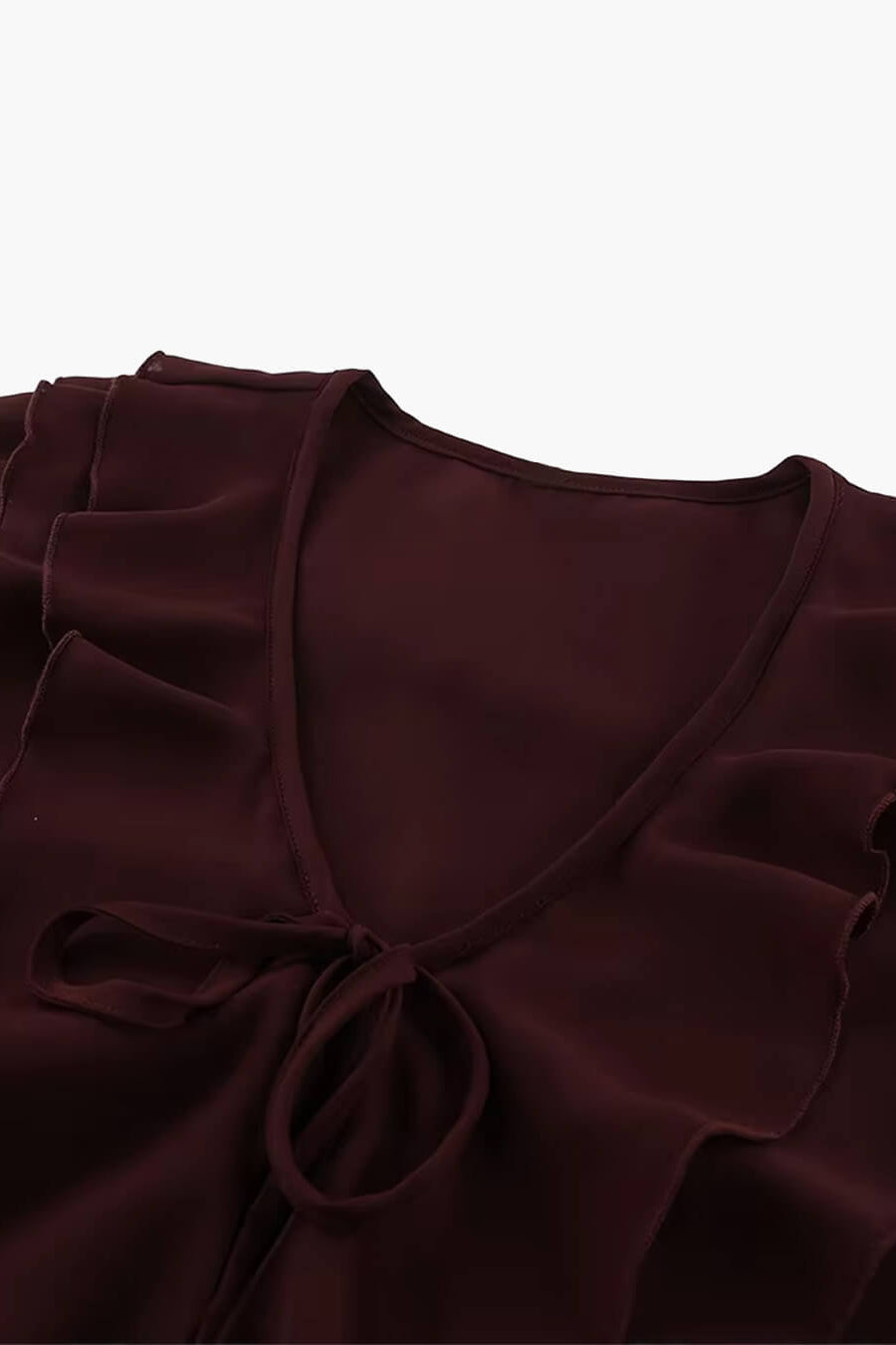 SOKYND Kelly Tie Neck Ruffled Blouse BlouseSOKYND-287383-BUR-M-30391BurgundyM