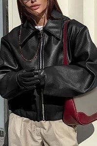 SOKYND Lara Matte Faux Leather Moto Jacket JacketSOKYND-601239-BLA-S-00311BlackS