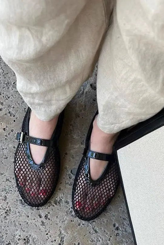 SOKYND Laura Mesh Ballet Flats ShoesBlack35