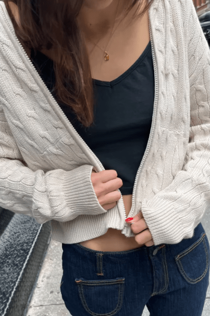 SOKYND Lily High Neck Zip Up Knit Cardigan CardiganSOKYND-636951-BEI-OS-69463Beige
