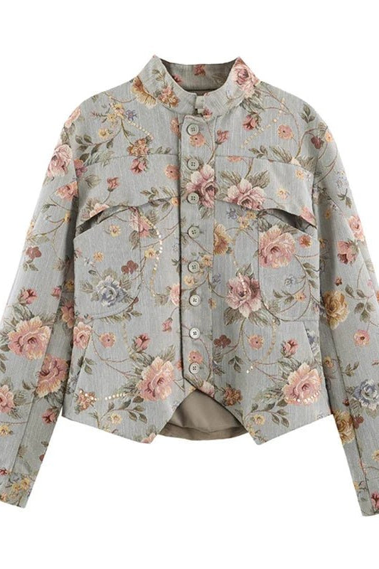 SOKYND Lily Vintage Jacquard Cropped Jacket JacketSOKYND-319063-XS-OS-60375XS