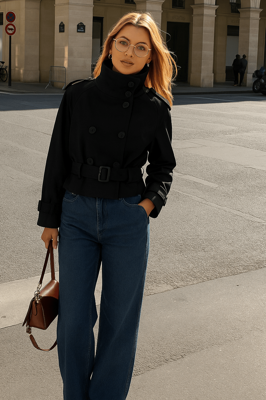SOKYND Lisette Cropped Trench Coat Coats & JacketshX1767625273838437891BlackXS