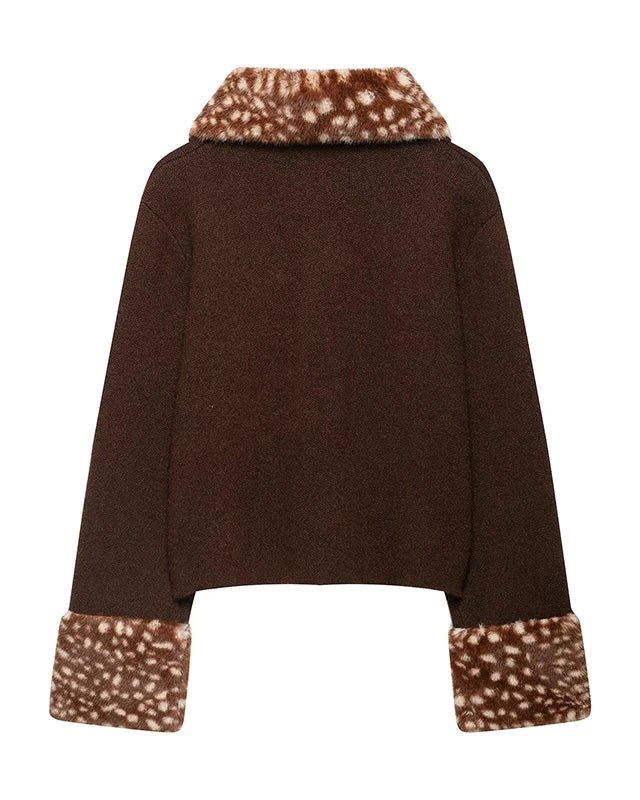 SOKYND Lola Faux Fur Trim Knit Cardigan CardiganSOKYND-075735-BRO-M-43095BrownM